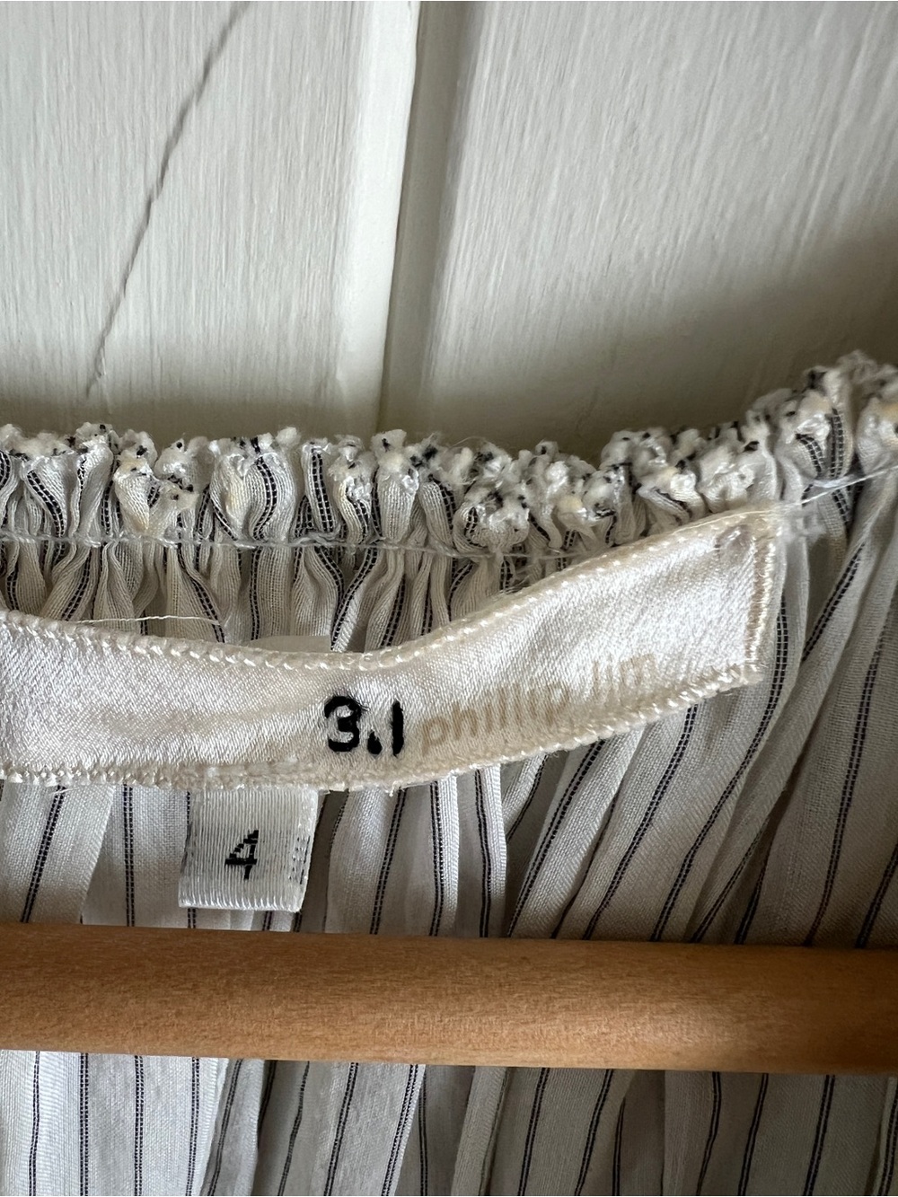 3.1 Phillip Lim White + Light Gray Striped Grecian style Midi Dress | Size 4 - Picture 5 of 11